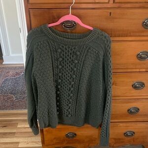 J. Crew Dark Green Cable Knit Sweater